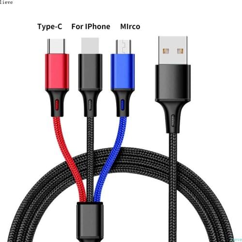 3in1 Data USB Cable for iPhone Fast Charger Charging Cable For Android phone type c xiaomi huawei Samsung Charger Wire For iPad