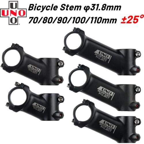 UNO 25 Degree 70-110mm Bike Stem UltraLight Stem Mountain Road Bicycle Stem 31.8mm Handlebar Stem Matte Black Bike Stem Part