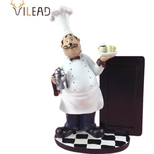 VILEAD 24cm Resin Mustache Chef Message Board Figurines Creative Small Blackboard Ornaments Decoracion Hogar Restaurant Gifts