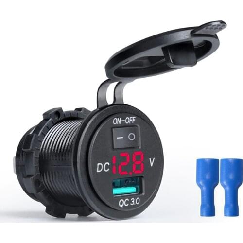 DIY Quick Charge QC 3.0 Waterproof USB Car Charger LED Voltmeter Switch 12-24V 18W For Car Marine Boat Rv Truck Camper Mobiles