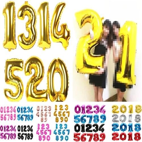 40 inch Rose Gold Large Figures Foil Balloons Kids Party Decorations Happy Birthday Wedding Digital Air Ball Pink Number Balloon