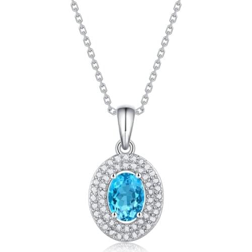 Yulaili Charm Blue Oval Shape Stone Pendant White Color Chain Necklace for Women Holiday Gift Free Shipping