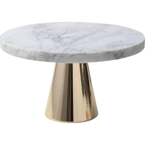 1Pc Food Tray Marble Cake Plate Simple Display Plate Storage Plate (Golden Grey)