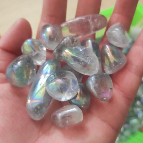 100g Natural quartz crystal gravel stone electroplating angel aura breakstone for decoration