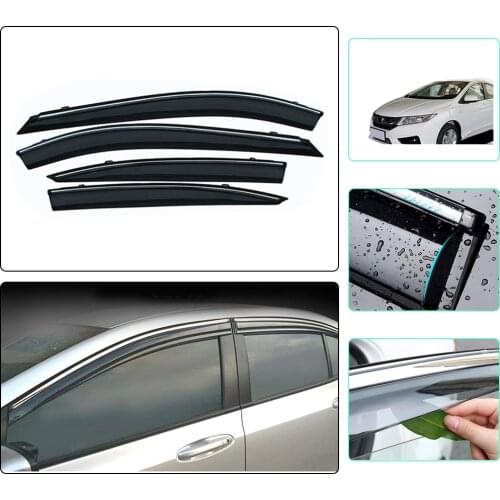 ABS Car Smoke Window Sun Rain Visor Deflector Guard For Honda City 2009 2010 2011 2012 2013 2014 Accessories 4PCS