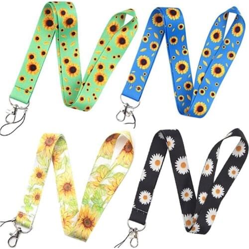 4Pcs Sunflower Lanyards Sunflower Printed Personalised Neck Strap Lanyard for Mobile Phone ID Badge Holder Keychain