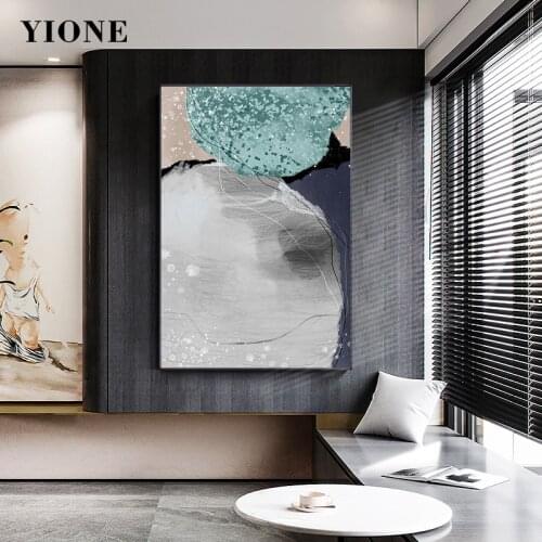 Nordic Abstract Art Canvas Painting Modern Irregular Green Grey Wall Posters and Prints Decoration Pictures for Living Bedroom