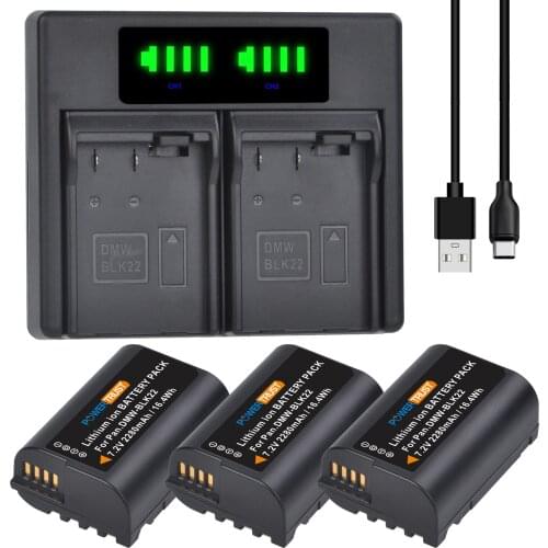 2280mAh DMW-BLK22 DMW BLK22 Battery with Charger for Panasonic LUMIX DC-S5 DC-S5K Camera