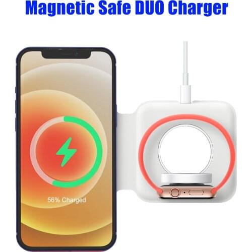 2in1 Wireless Magnetic Magsafing Duo Charger For iPhone 12 Pro Max Mini 15W Qi Fast Charger For Apple Watch magnetic Charger