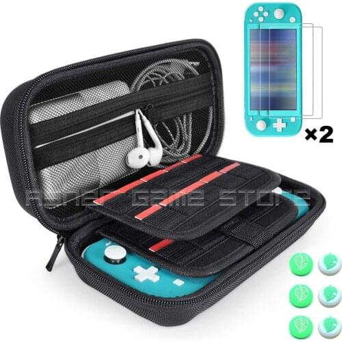 9 in 1 Switch Lite Case Storage Bag 20 Slots 6 Analog Cap 2 Screen Protector for Nintend Nintendoswitch Lite Console Accessories