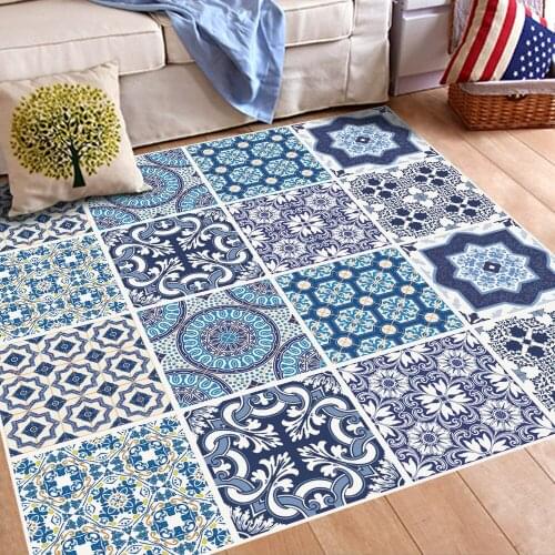 Funlife Chinese Classic blue and white porcelain decor floor stickers removable floor sticker art decal home bathroom DB037