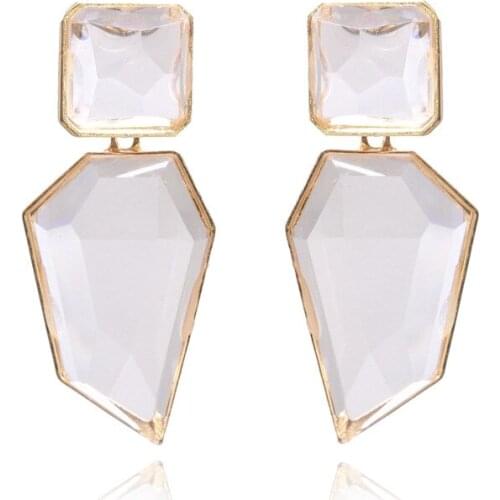 Design ZA Clear Resin Drop Earrings ethnic punk Crystal Hanging Elegant Irregular big Dangle Earrings Jewelry Women Wholesale