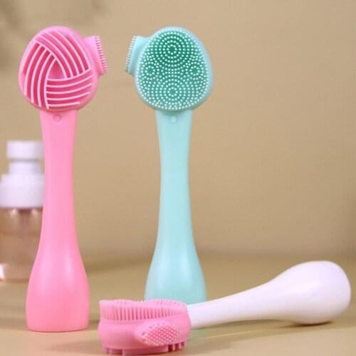 Double Side Silicone Facial Cleanser Brush Soft Hair Face Massage Washing Brush Blackhead Remover Portable Skin Care Tool
