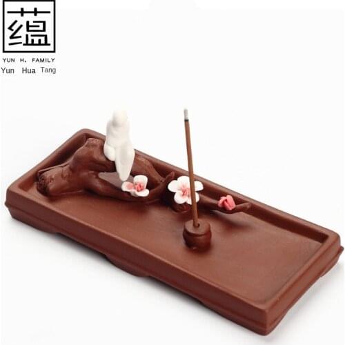 Purple Sand Joss-Stick Tea Ceremony Kodo Incense Holder Zen Joss-Stick Plum Blossom Lying Branch Incense Sticks Backflow Zen