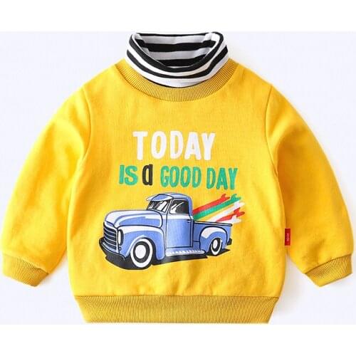 Fleece Thickening Boys Sweatshirts Turtleneck Warm Fall Kids Tops Tees T-shirt Outwear Childrens Clothes
