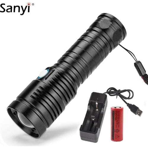 USB Rechargeable 26650 Flashlight 4 Switch Modes LED Zoomable Linterna Torch Outdoor Camping Bicycle Light Powerful Flashlights