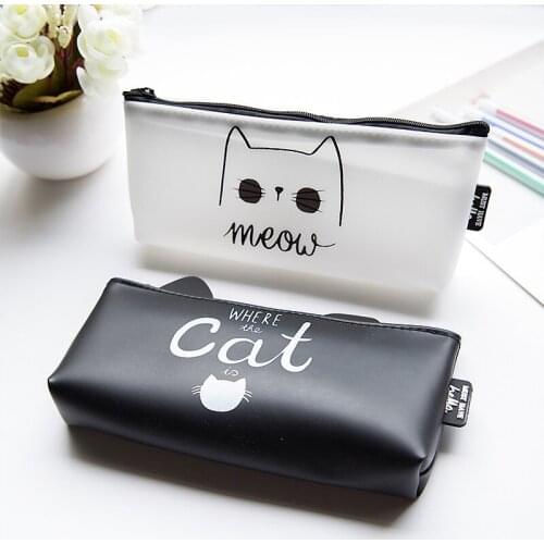 Kawaii Silicone Pencil Case Cute Cat Pencil Bag Pen Box Pencilcase For Boys Korean Stationery Office School Supplies