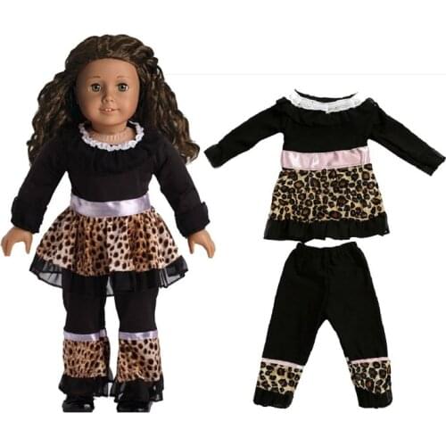2018 Hot Sale Leopard Print Skirt New Born Baby Doll Clothes for 18"43cm American Girl Reborn BJD Dolls Accessories Suit Outfit