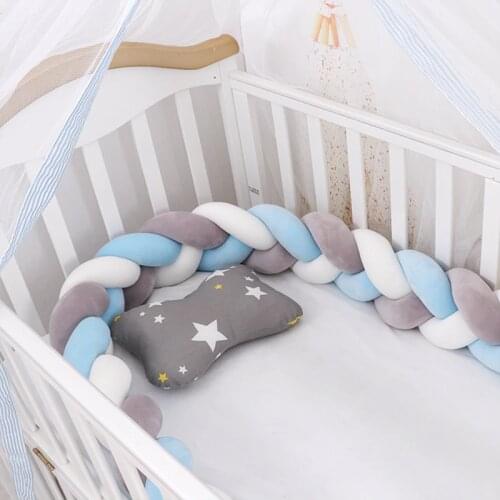 Fashionable 10-18 Plush Knot Baby Crib Bumper 1.5M/2M/3M Newborn Baby Bedding Set Childrens Bed Nest Cot Protector Baby Stuff