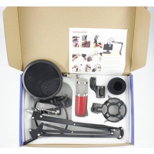 BM800 Condenser Microphone Cardioid Pro Audio Studio Vocal Recording Mic + Pop Filter + NB35 Stand Holder