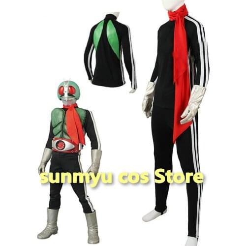 Kamen Rider 1 go Masked Rider one Tops+Pants+Red muffler+Gloves Cosplay Costume Custom Size Halloween
