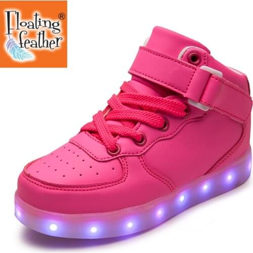 10 kids Led usb charging glowing Sneakers Children hook loop Fashion luminous shoes for girls boys men women skate shoes 25-46