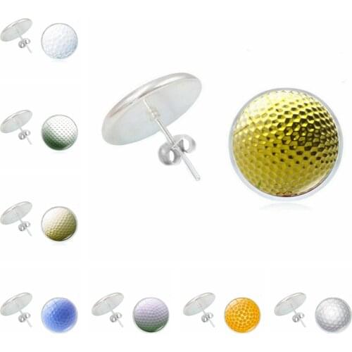Hot! 2019 New Earrings Golf Time Glass Convex Girl Earrings Fashion Ladies Childrens Jewelry