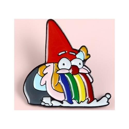Cartoon Rainbow Dwarf Brooch Backpack Badges Enamel Pins Shirt Pin Broche for Men Women Badge Pines Brooches Jewelry Accessories