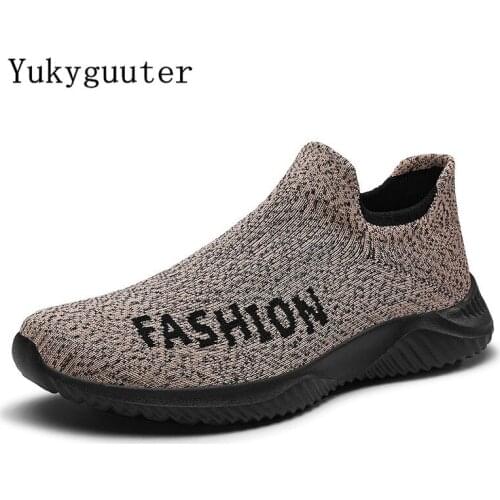 Men Running Shoes Sports Sneakers Flats Breathable Light Weight Mesh Autumn Walking Man Shoes Socks Athletic Slip On Platform