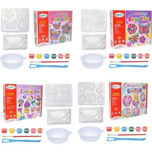 DIY Painting Magnet Easter Art Craft Making Set Childrens DIY Plaster Painting Graffiti Easter Egg For Refrigerator Dropship