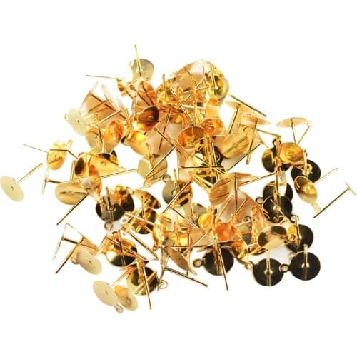 Set of 100 Metal Earrings Posts Flat Pad Earring Backs for Earrings