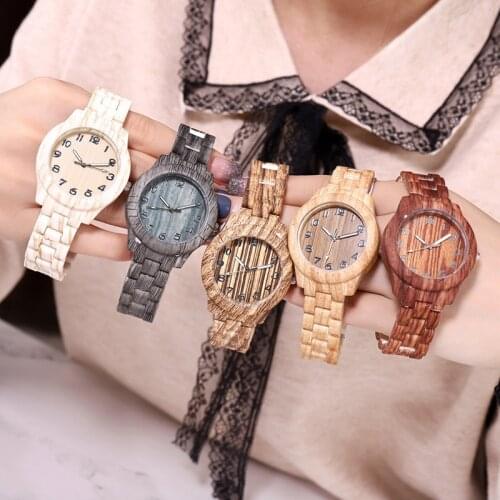 New Arrival Wood Grain Women Quartz Watch Simple Style Number Dial Ladies Casual Dress Watch Wristwatch Clock
