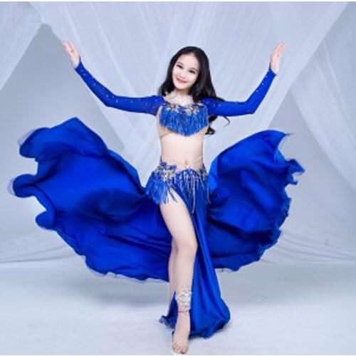 NEW 2021 kids Belly Dance Costumes child girls hand-made Stage Performance Set Dress Tops&Skirt Dance Outfits 2pcs/set 3 sizes