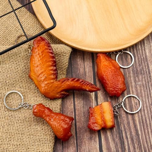 Personality Creative Simulation Food Fried Chicken Pork Belly Keychain Orleans Chicken Wings DIY Photo Props Restaurant Decor
