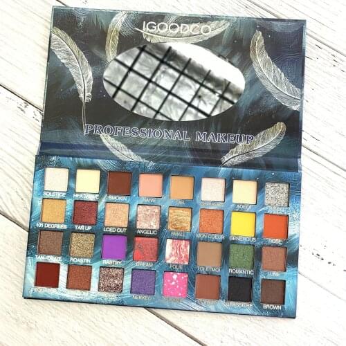 32 Colors Feather Eyeshadow Palette Pearly Matte Sequin Eyeshadow Palette