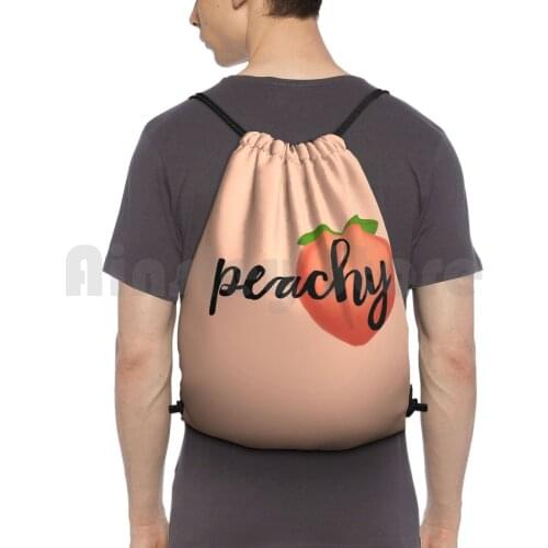 Peachy , Cute As A Peach Backpack Drawstring Bags Gym Bag Waterproof Peach Peachy Phone Cute Funny Sexy Happy Cartoon