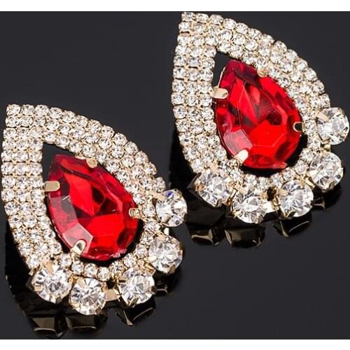 Luxury Big studing Earrings Square And Pearl 5 color crystal water Stud Earring Jewelry For Wedding Engagement #E149