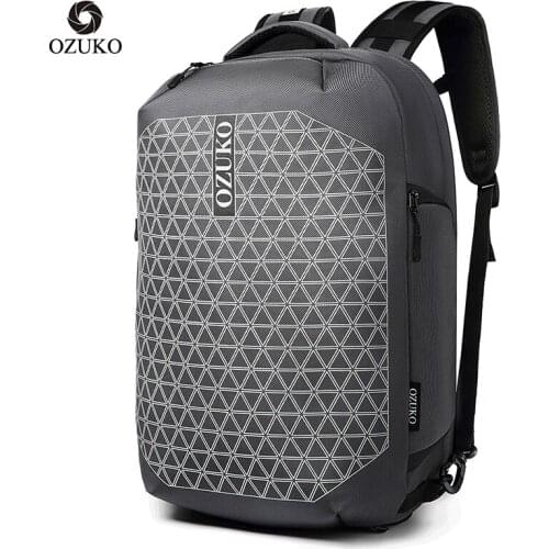 OZUKO Fashion Anti-Theft USB Charge Backpack Male Waterproof Large Capacity Travel Backpack Men 15.6 inch Laptop Backpacks 2020