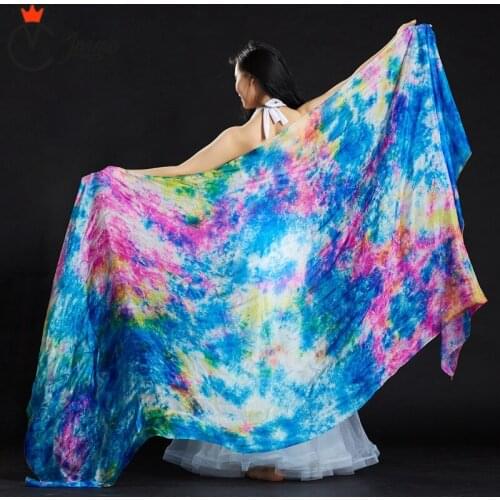 Belly Dance Silk Veils Stage Performance Dancewear Accessories Tie Dye Texture Veil Shawls Women Scarf Costumes 250*110cm