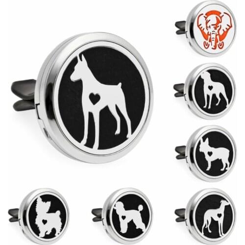 Dog breeds Husky Dog Teddy elephant 30mm Diffuser Locket Car vent clip Aromatherapy Essential Oil perfume locket Magnetic 10Pads
