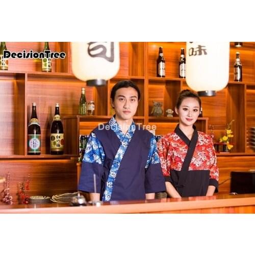 2021 unisex japanese korea style medium sleeve chef cook uniform set waiter work wear restaurant cook top