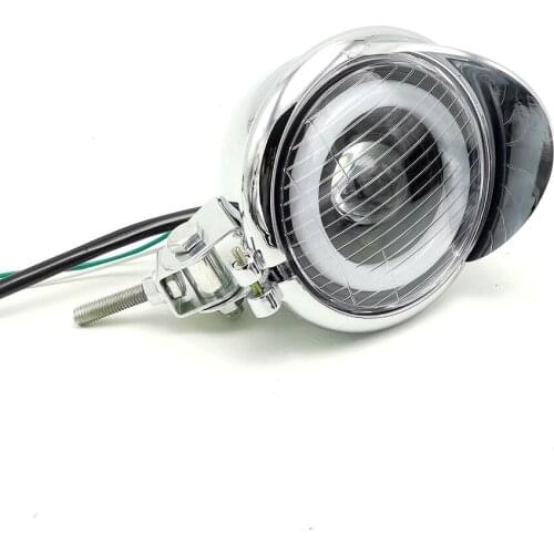 Universal Chrome Angel Eye High Low beam Headlight LED Spotlight Driving Passing Fog Lamp For Harley Honda Yamaha Suzuki