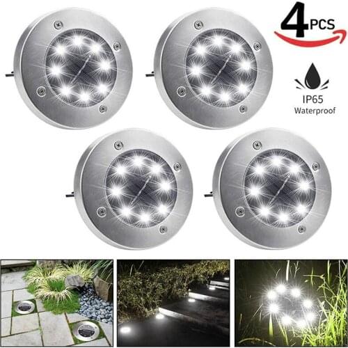 8 LEDs Solar Powered Ground Light Waterproof Garden Pathway Deck Lights Solar Lamp for Home Yard Garden Driveway Lawn Road
