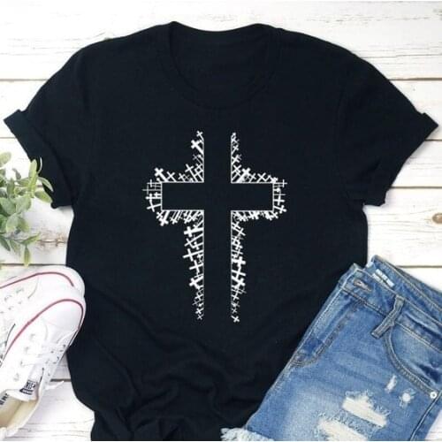 Faith Cross Shirt Short Sleeve O-Neck Christian Shirt Jesus T Shirt women fashion young hipster grunge tumblr cotton casual tees