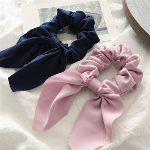 Candy Color Bow Knot Scrunchy Girls Hair Ties Women Hair Scrunchie Bows Ponytail Holder Hairband Hair Accessories Rubber Band