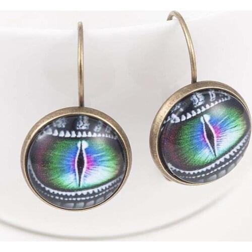 BLUELANS Vintage green Dragon Eyes earring crystal Lever Back Pendant earrings for Women round Charm fashion jewelry Gift 2020