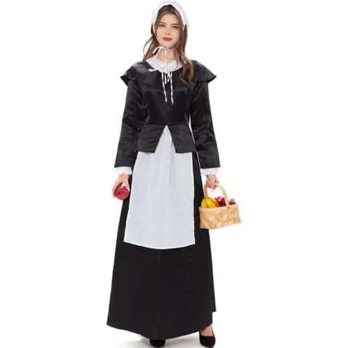 Adult Colonial Pioneer Girl Costume Women Village Farm Prairie Maiden Maid Costumes Halloween Party Fancy Dress