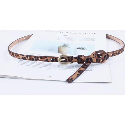 Fashion adjustable ladies leopard print leather belts for women decorated dresses narrow waist belt strap female girdle luxury