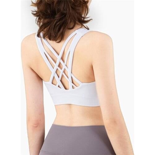 Wyplosz Nude Tight Fitness Sports Bra Run Sports Top Sexy Sports Bra For Women Six-band Cross Elastic Crop Top Push Up Brassiere