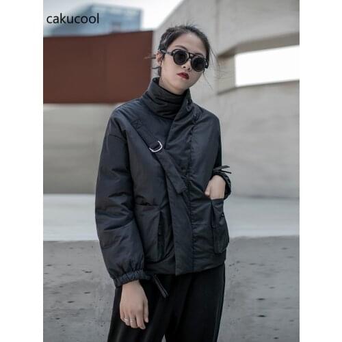 Cakucool 2019 dark wind winter thickening neutral buckle warm cotton coat cotton jacket female tide